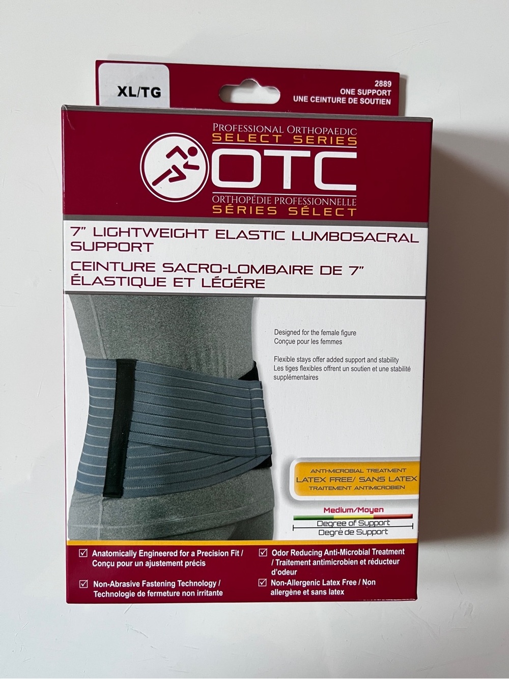 OTC Select Series 7" Elastic Lumbosacral Support Gray & Black NEW only tried on